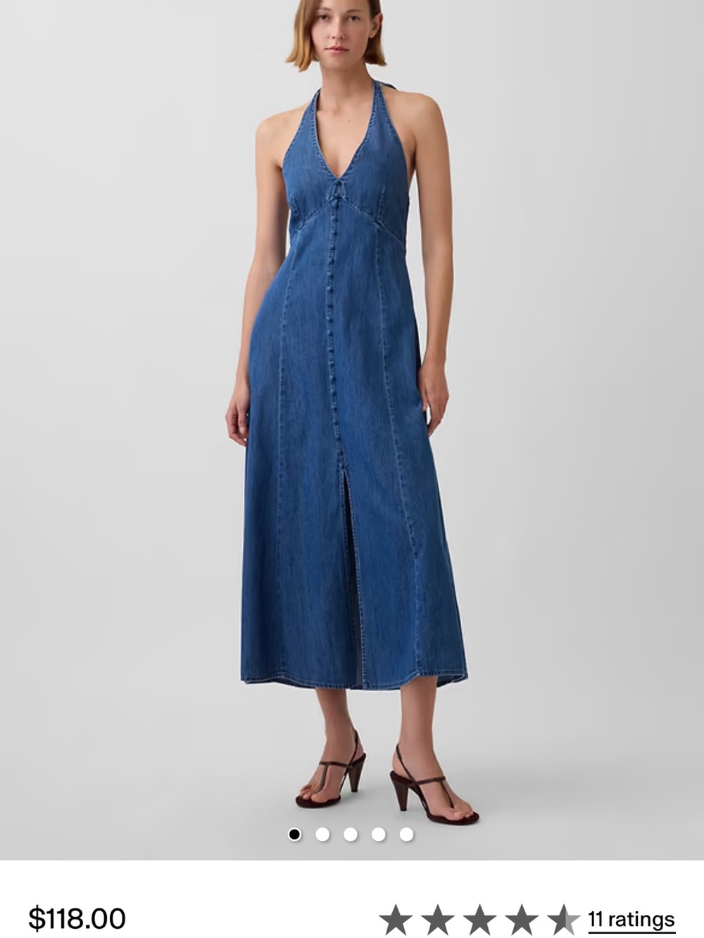 GAP Denim Halter Maxi Dress in Blue